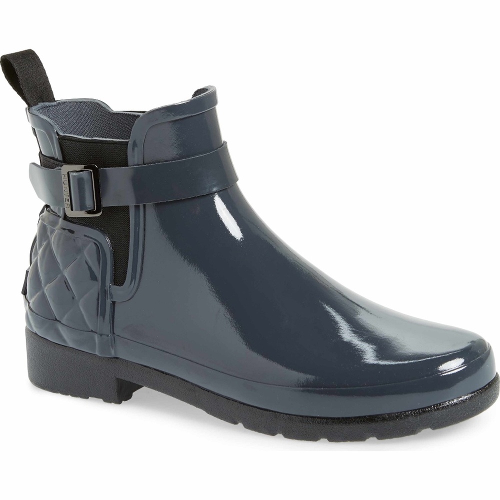 Hunter Navy Quilted Ankle Rain Boot